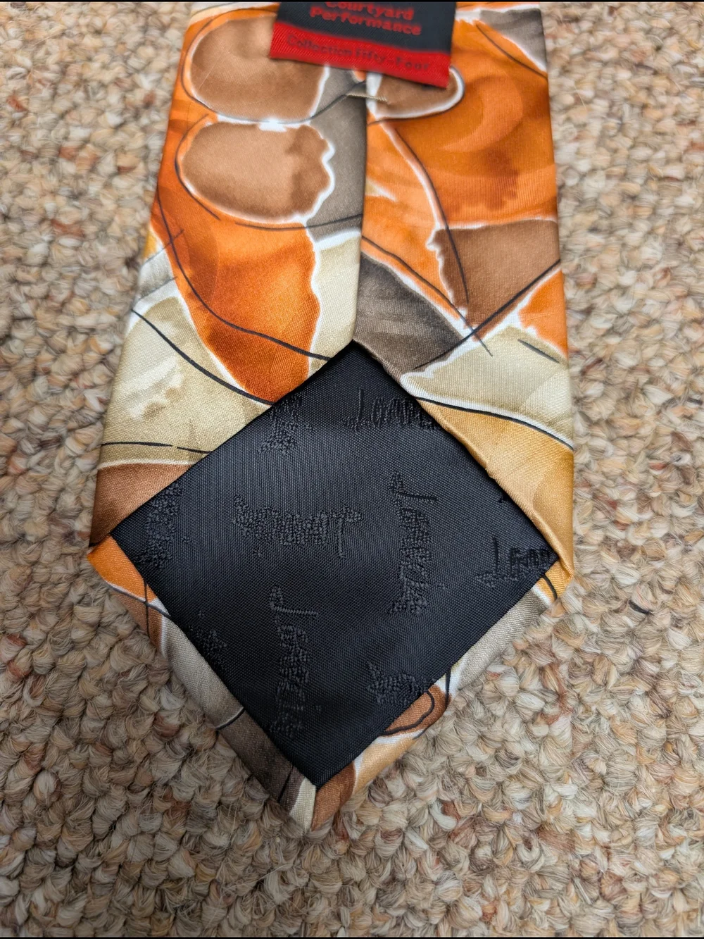 J. Garcia 100% Silk Tie Orange Abstract 